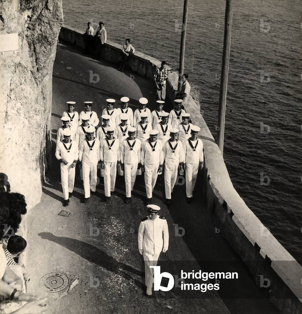 A troop of sailors assembled for the occasion of the 