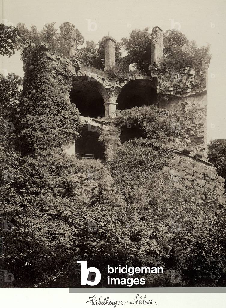 The ruins of the Gesprengter Tower of Heidelberg Castle, in Germany