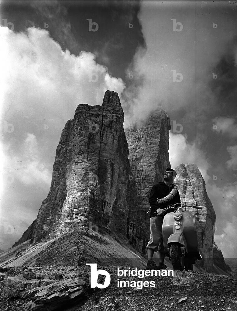 Billboard advertising the Lambretta Innocenti scooter, Tre Cime di Lavaredo, Auronzo di Cadore, Belluno