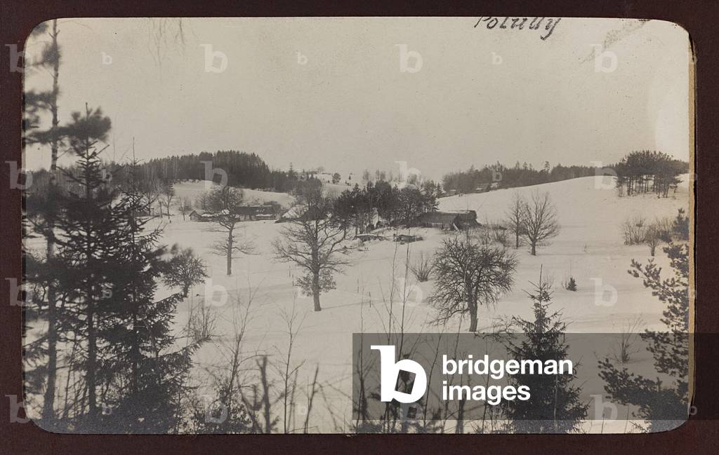 First World War: the 'Ukraine in the years 1914-1916 during the invasion of the German army. View with snow (b/w photo)