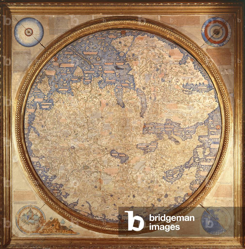 Mappa Mundi, c.1450-60 (gold & paint on parchment on wood)