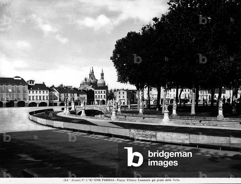 Partial view of Piazza Vittorio Emanuele, formerly Prato della Valle, in Padua.