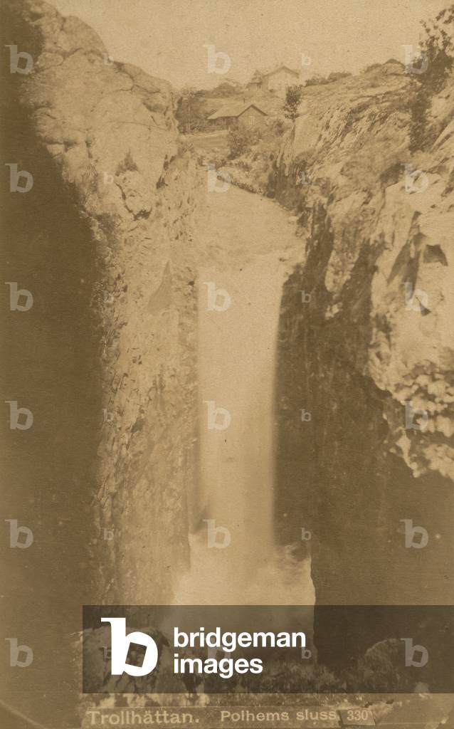View of Trollhattan in Sweden: the waterfall