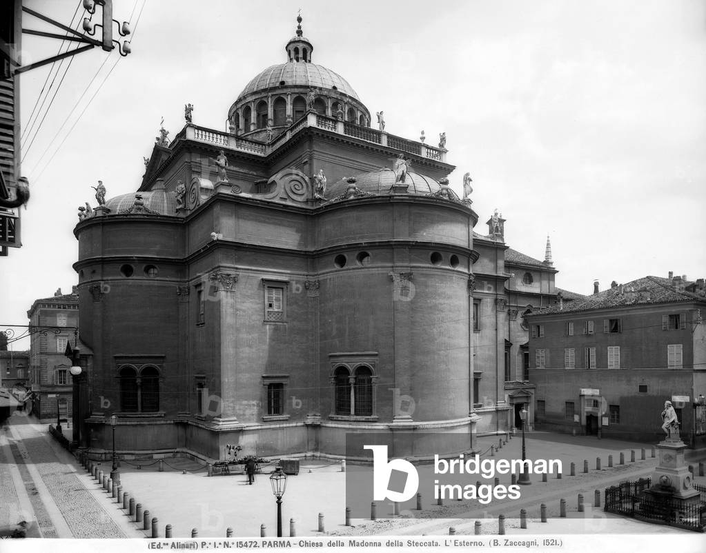External view of the Church of the Madonna della Steccata, Parma, Bramantesque complex.