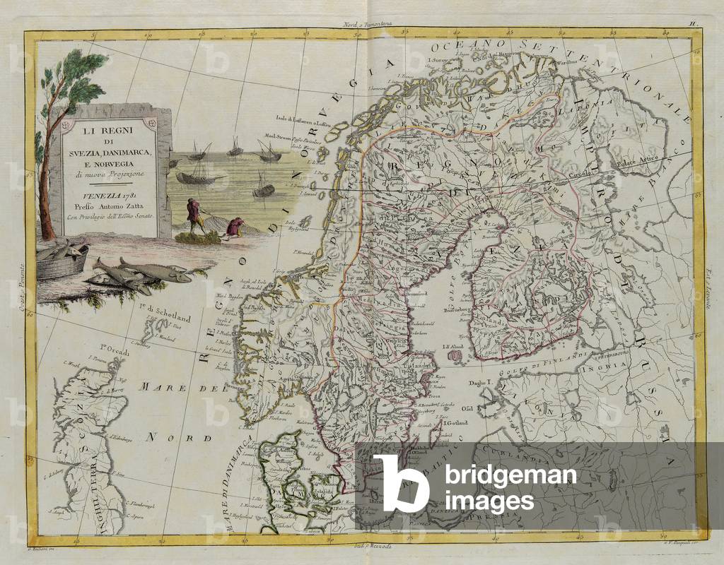 The Kingdoms of Sweden, Denmark and Norway, engraving by G. Zuliani taken from Tome III of the 