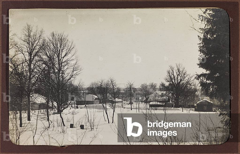 First World War: the 'Ukraine in the years 1914-1916 during the invasion of the German army. Landscape with snow (b/w photo)