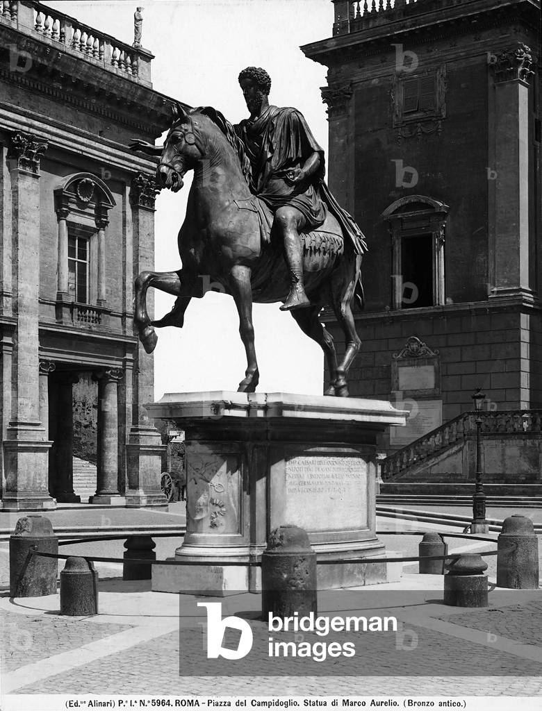 The equestrian statue of Mark Aurelius in Piazza del Campidoglio in Rome