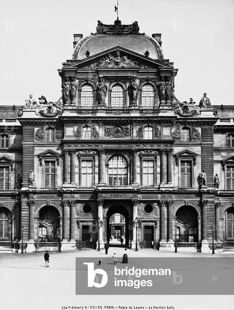 Façade of the Sully Pavillion, complex belonging to the Louvre Palace in Paris.