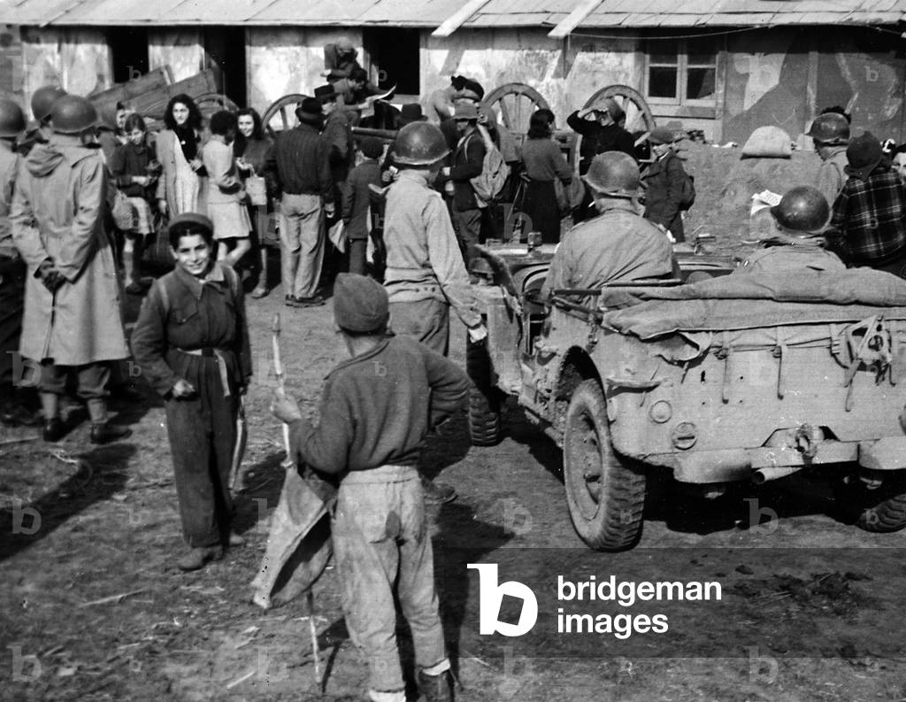 Supply distribution center in Anzio, 03/1944 (b/w photo)
