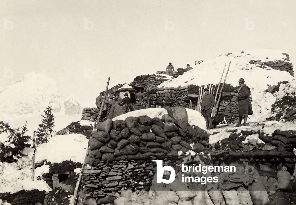 Trenches on Pal Grande during World War I (b/w photo)