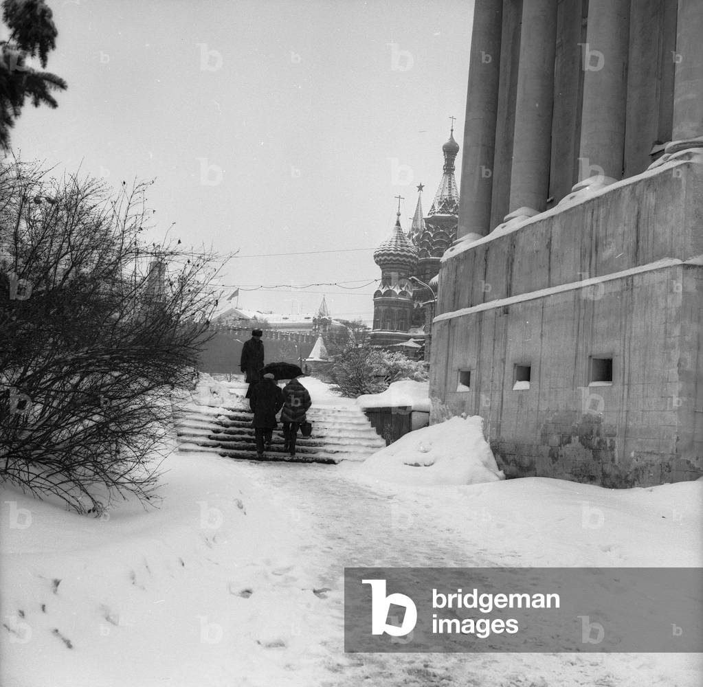 View of Moscow with snow (b/w photo)
