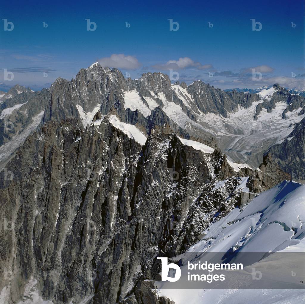 The ice-covered peaks of Mont Blanc