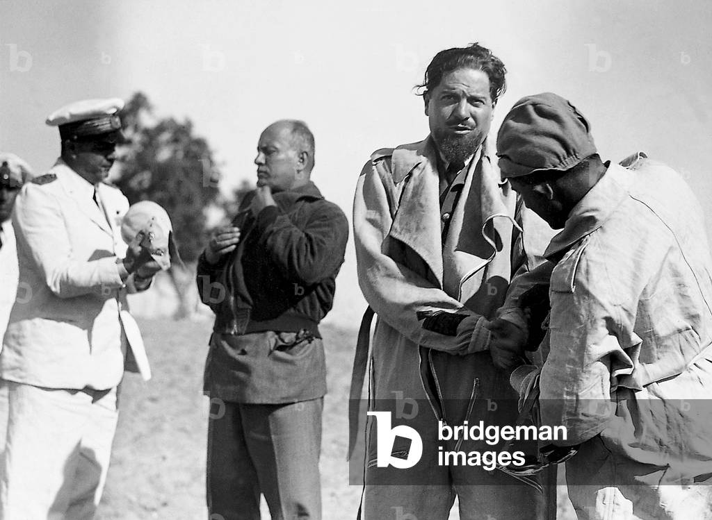Benito Mussolini in Ostia on the occasion of the manoeuvre of the Armata air (b/w photo)