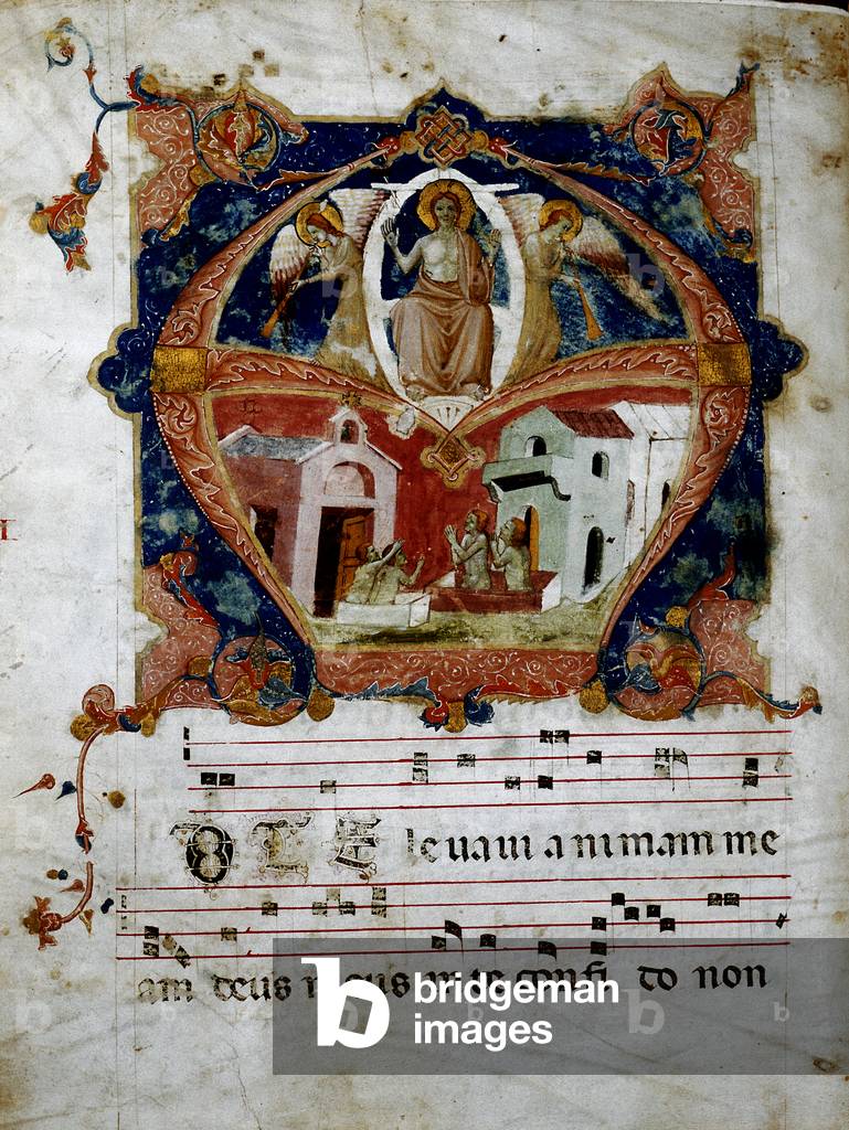Miniature of Judgement Day from a chorale parchment