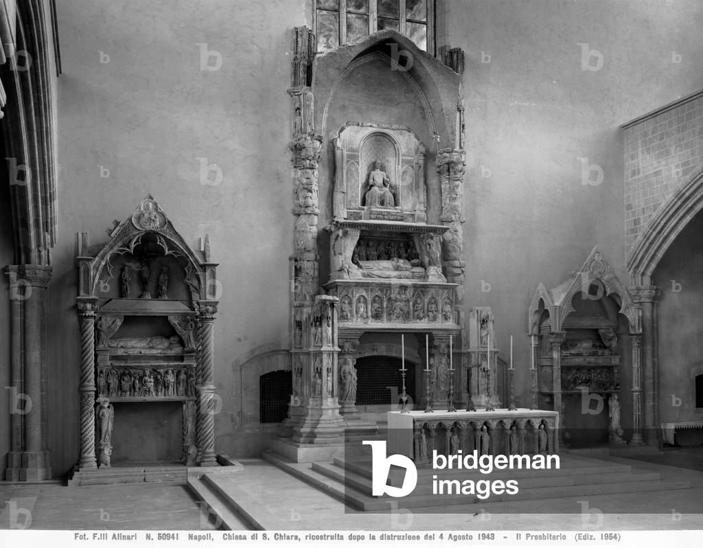 The presbytery and the tomb of Robert of Anjou, also called Robert the Wise, in the church of Santa Chiara, Naples