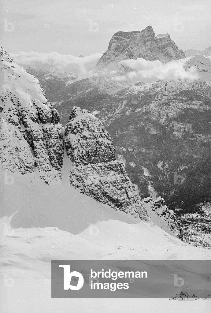Snowy mountain landscape, Cortina d'Ampezzo