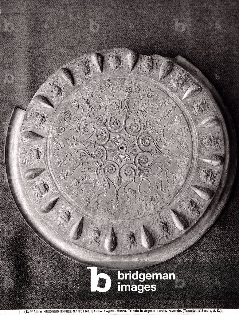 Gilded silver shield, in the Museum of the Basilica of San Nicola, in Bari, Puglia