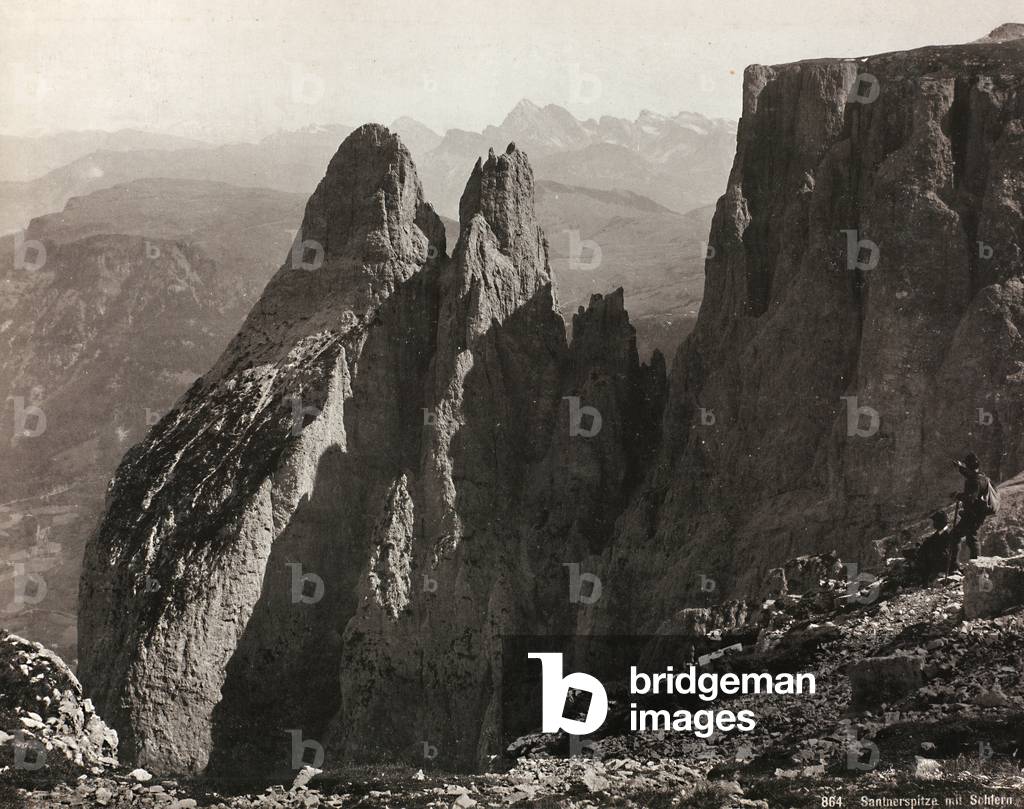 View of the mountain Schlern, with the Santner Spitze