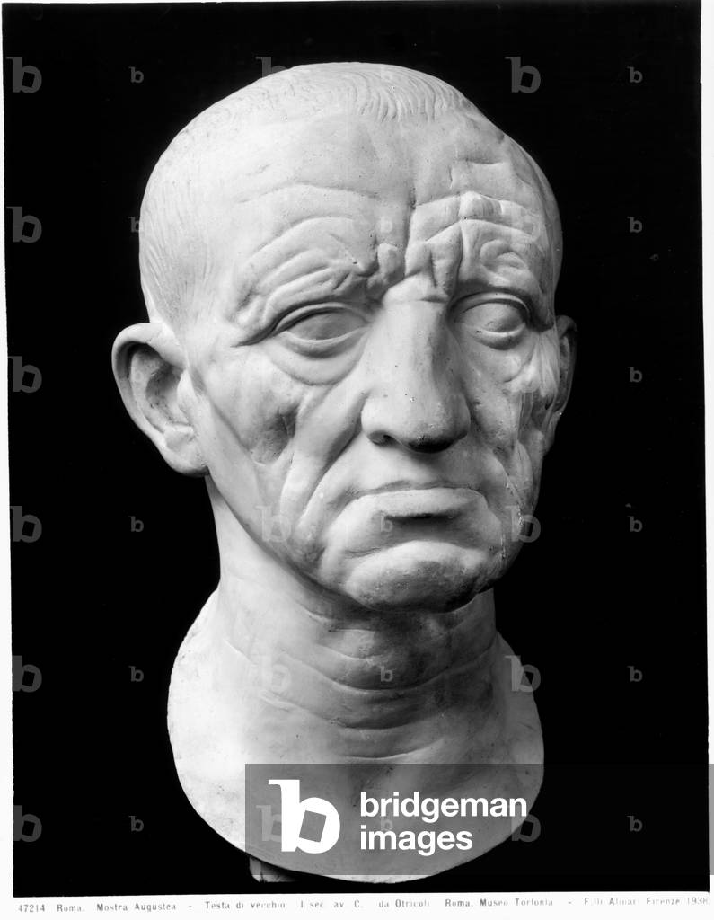 Head of an Old Man (marble) (b/w photo)