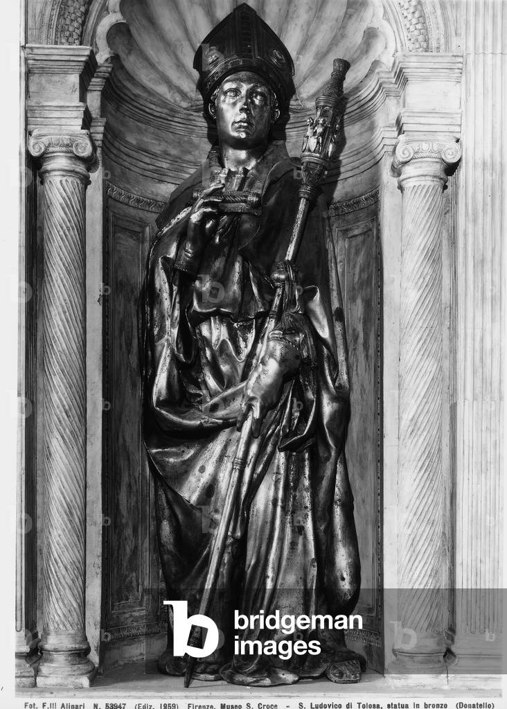 St. Louis of Toulouse by Donatello, gilded bronze, Museum of the Opera of Santa Croce, Florence (originally placed in a niche of Orsanmichele)