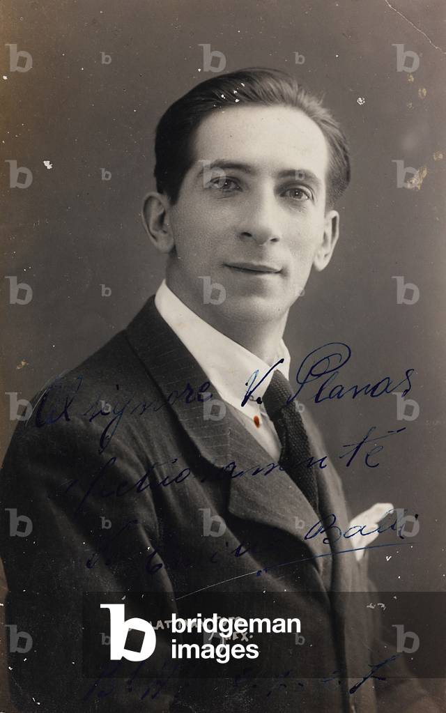 Portrait of the tenor Emilio Balli; postcard with a dedication
