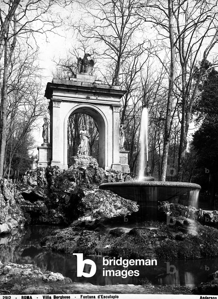 The fountain of Aesculapius, by Luigi Canina, located in the park of Villa Borghese, Rome