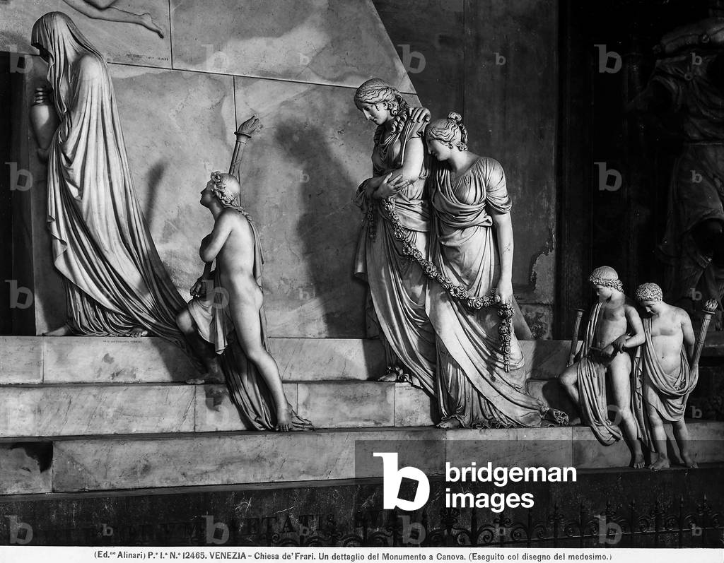 Detail of The funeral monument of Antonio Canova in the Church of Santa Maria Gloriosa dei Frari, Venice, Italy 