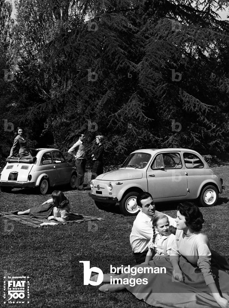Public advertisement photograph for the launching of the new Fiat 500 in 