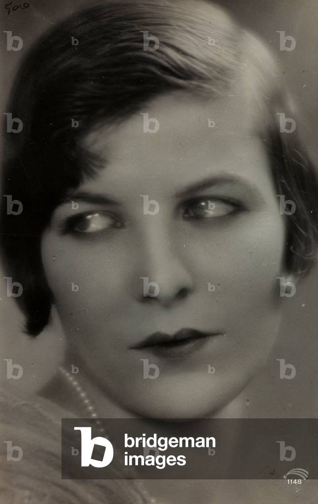 Close up of a young actress, postcard