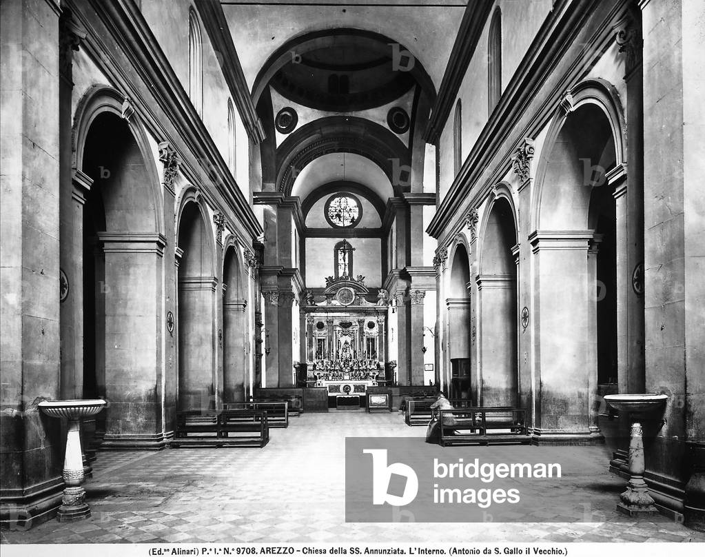 Interior of Sts Annunziata Church in Arezzo, work by Antonio da San Gallo the old