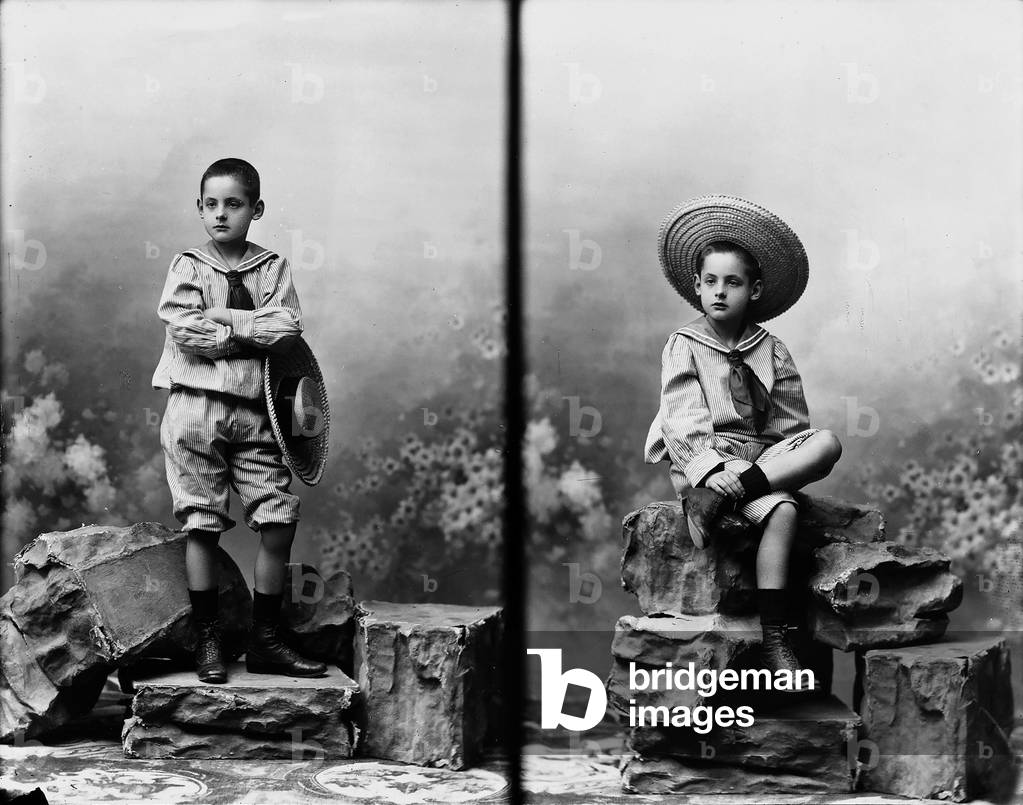 Portrait of little boy, stereoscopic photograph
