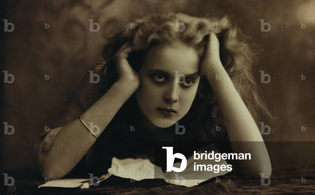 Portrait of a young woman, postcard