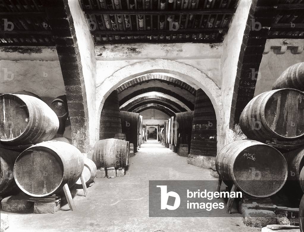 Cellar with barrels of marsala