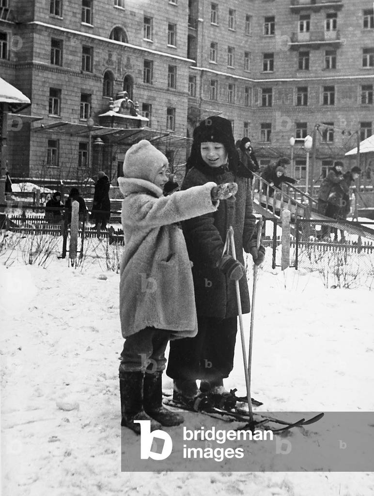 Children playing in the snow, Moscow, Russia