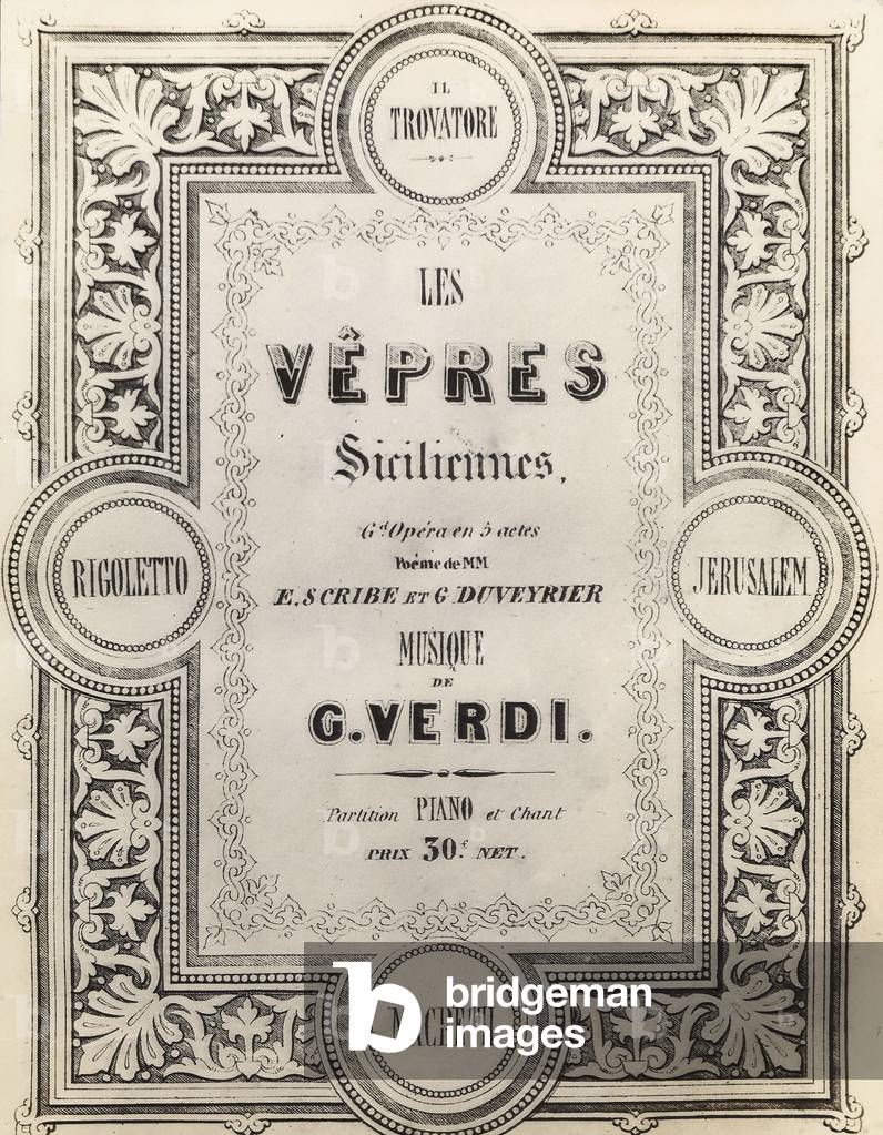 Title page of the score 'I Vespri Siciliani' (litho)
