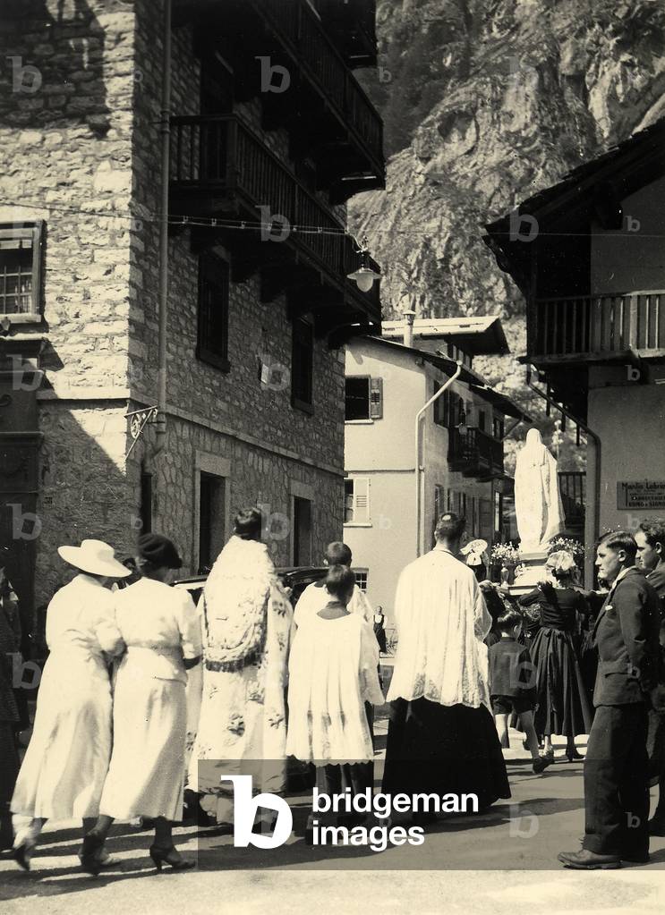 Religious procession in a mountain village