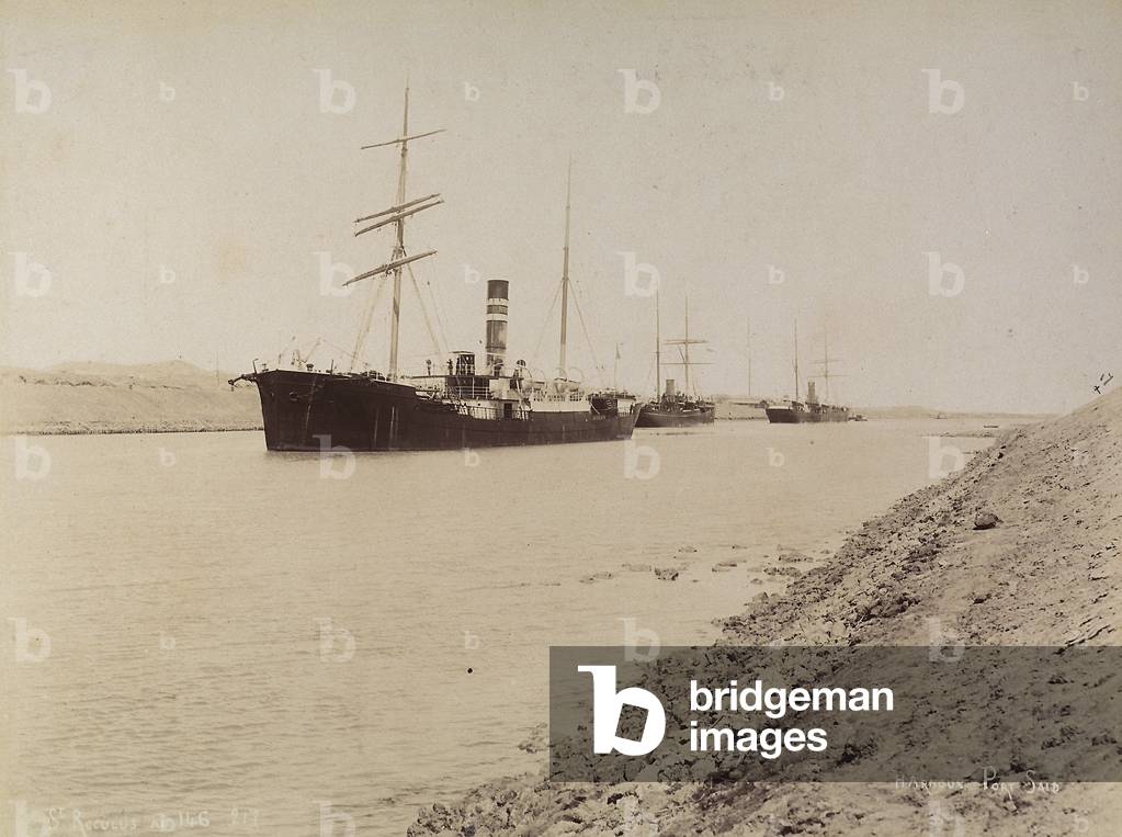 Some ships sailing toward the canal, Port Said