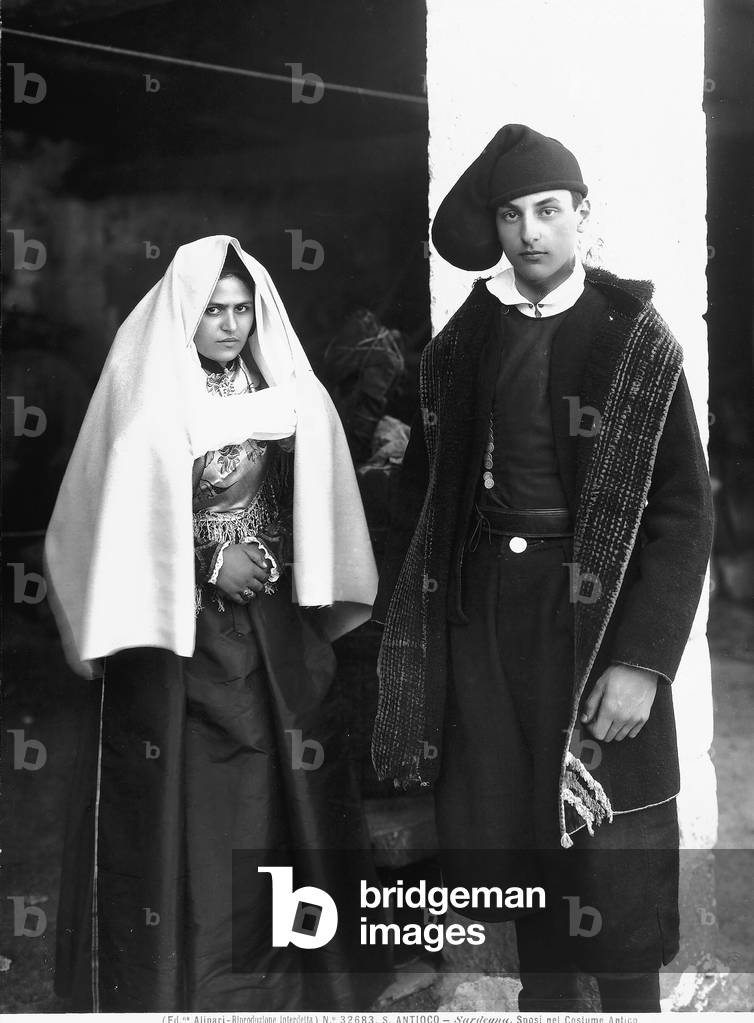 Newly weds in ancient, traditional Sardinian dress from the island of Sant'Antioco