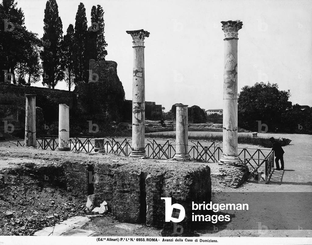 Remains of a colonnade of the Imperial Palace of Domitian or of the Flavian Emperors on the Palatine Hill in Rome