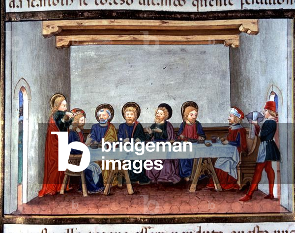 Fol.97r Christ is annointed with a precious ointment whilst at a feast at Betania (vellum)