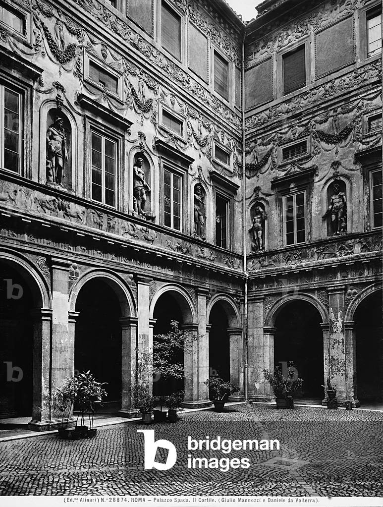The courtyard of Palazzo Spada in Rome, decorated with stuccoes by Mazzoni