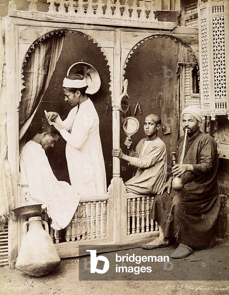 Arab barber in his shop, 1880 (print on double-weight paper)