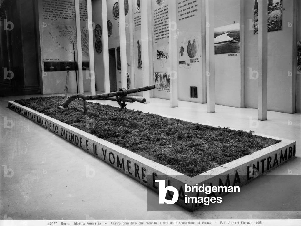 Plow that reminiscent of the ritual of the founding of Rome to the Augustan Exhibition of the Romans in 1938, Palazzo delle Esposizioni, Rome