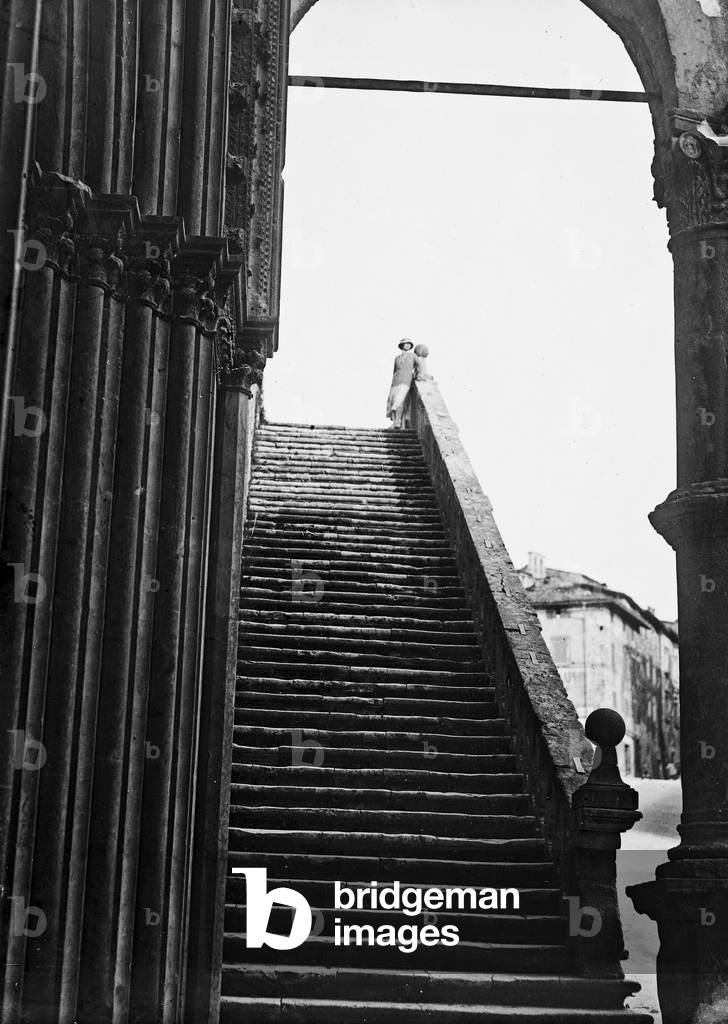 The steps of a church building in Assisi