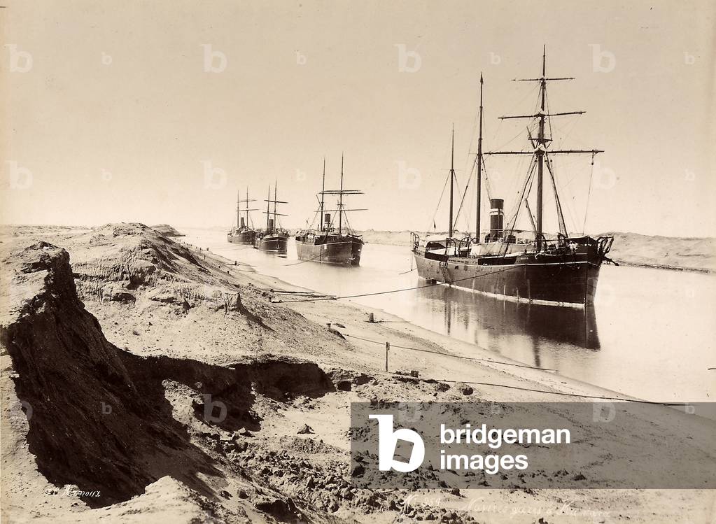 Ships at the moorings in a canal.