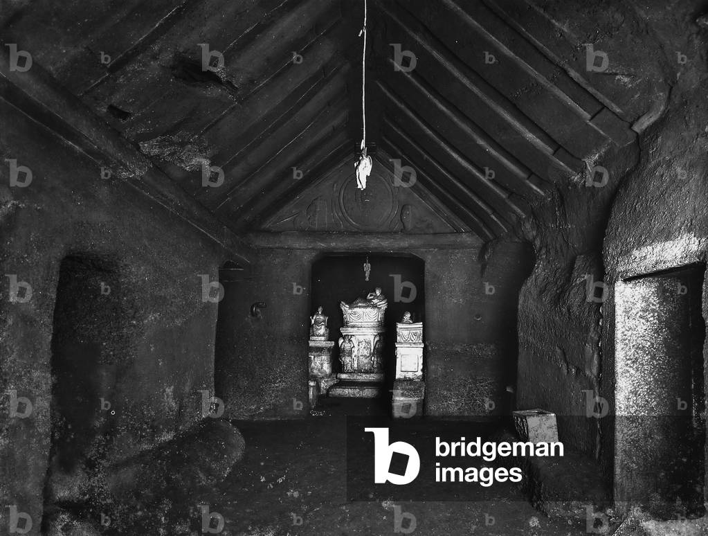 The vestibule of the Hypogeum of the Volumni. Etruscan tomb in Ponte San Giovanni, in the province of Perugia