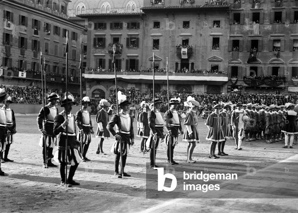 Costume parade during the Calcio Storico Fiorentino in Piazza della Signoria in Florence