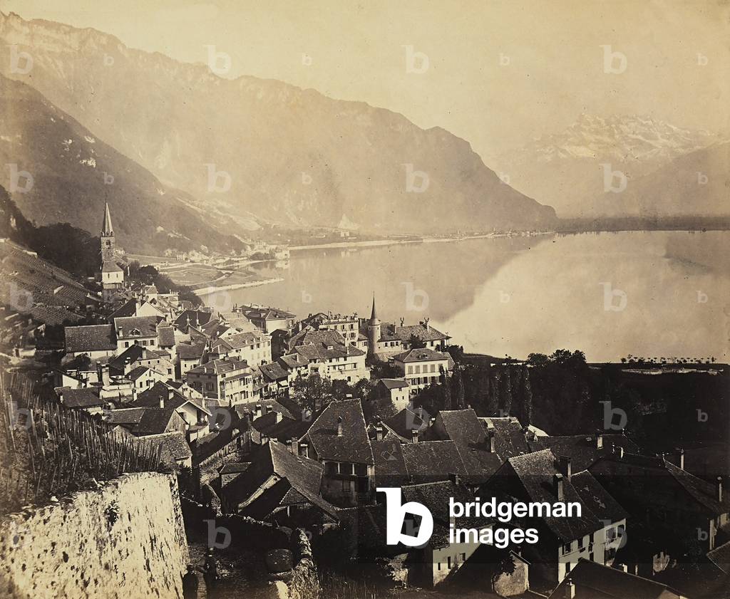 View of Montreux. The Mountains of the Dent du Midi are in the background