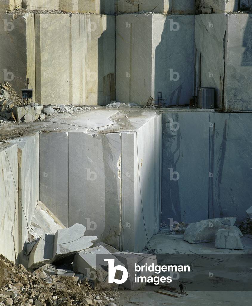 A marble quarry near Carrara (b/w photo)