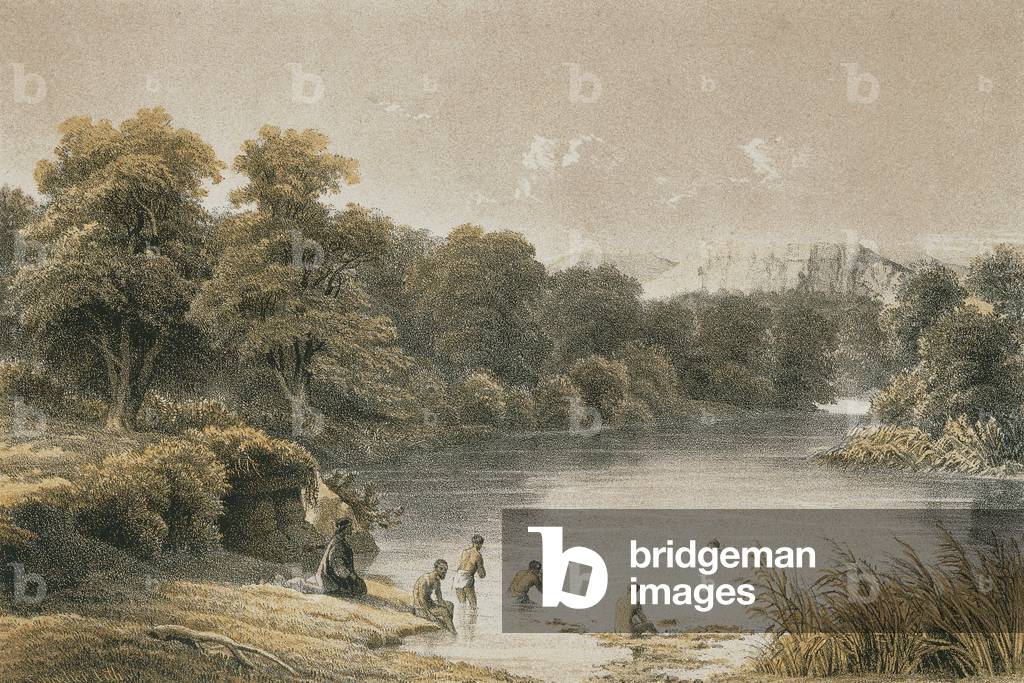 River Jordan. Etching by Schacher - Steinkopk J.F. Editore